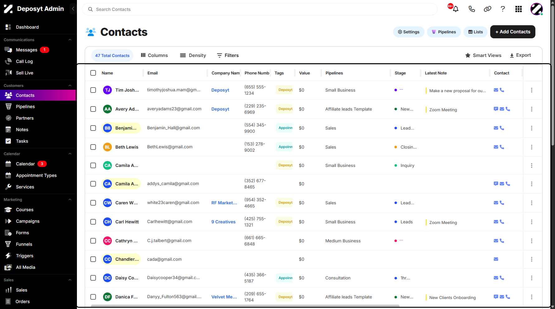 Step 2: You will be navigated to the Contacts.