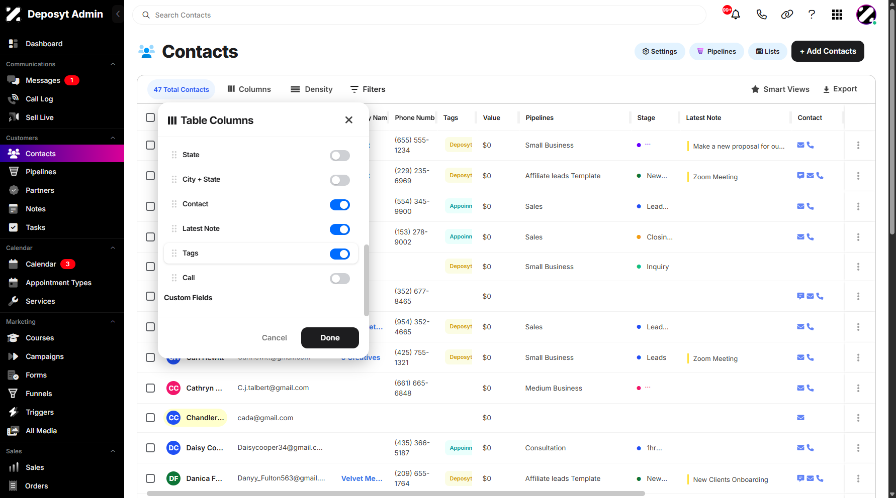Step 5: This section also allows you to rearrange your columns. Simply hover over the drag-and-drop icon, click and hold it, then drag the column to your desired position.