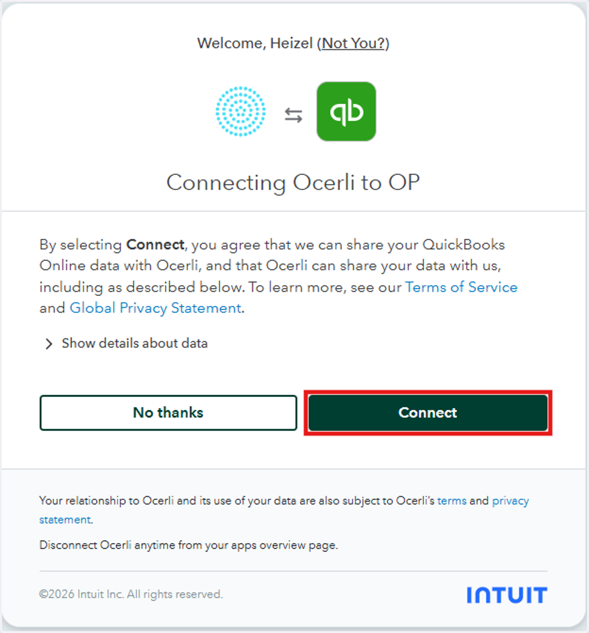 Click on 'Connect'