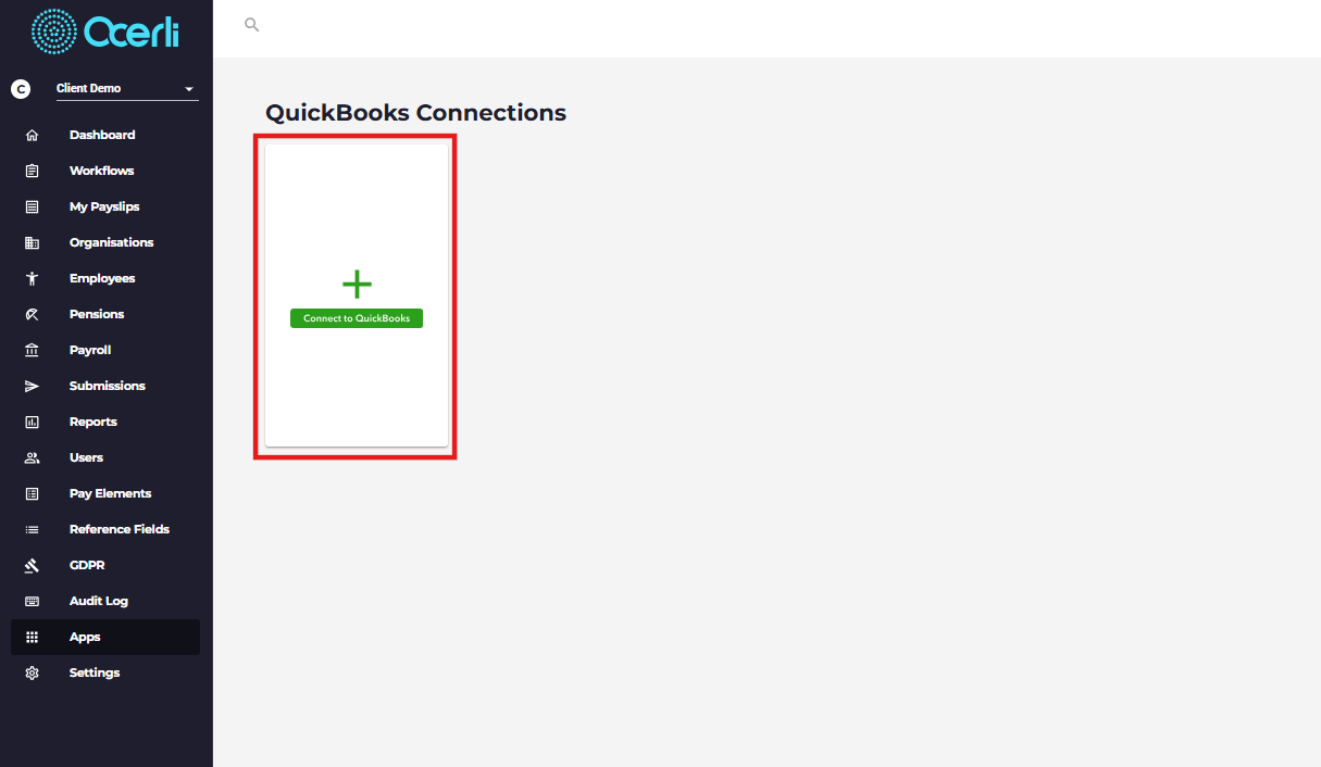 Click on Connect to QuickBooks