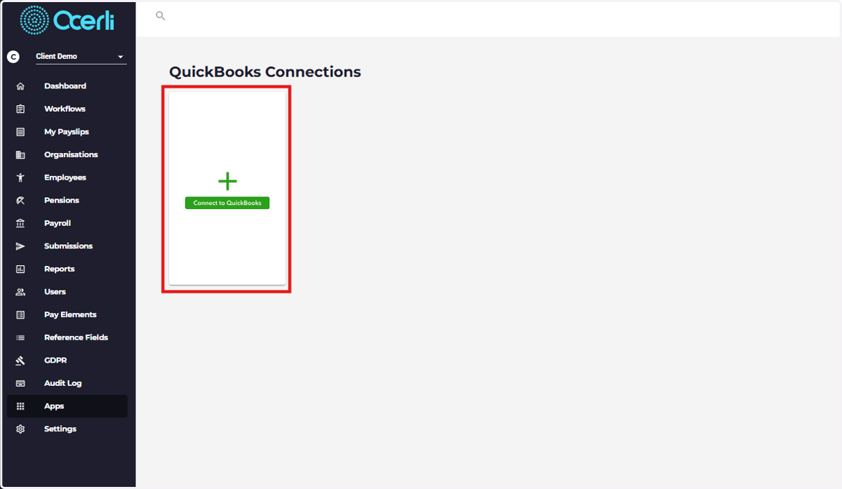 Click on Connect to QuickBooks