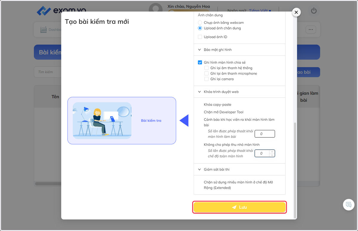 Sau khi hoàn tất, bấm "Lưu"