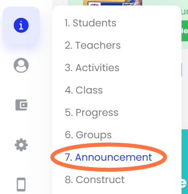 Klik 'Manage > Announcement'.