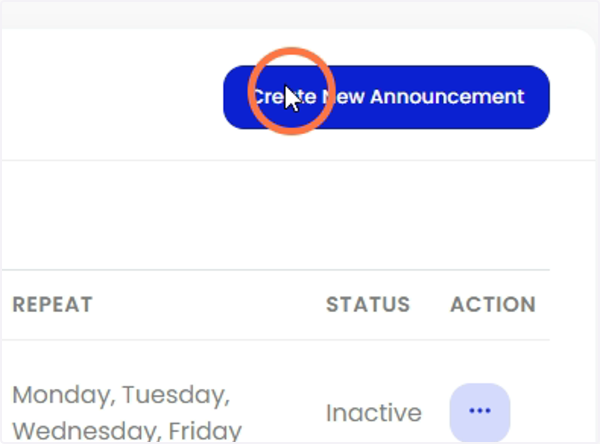 Klik 'Create New Announcement'.