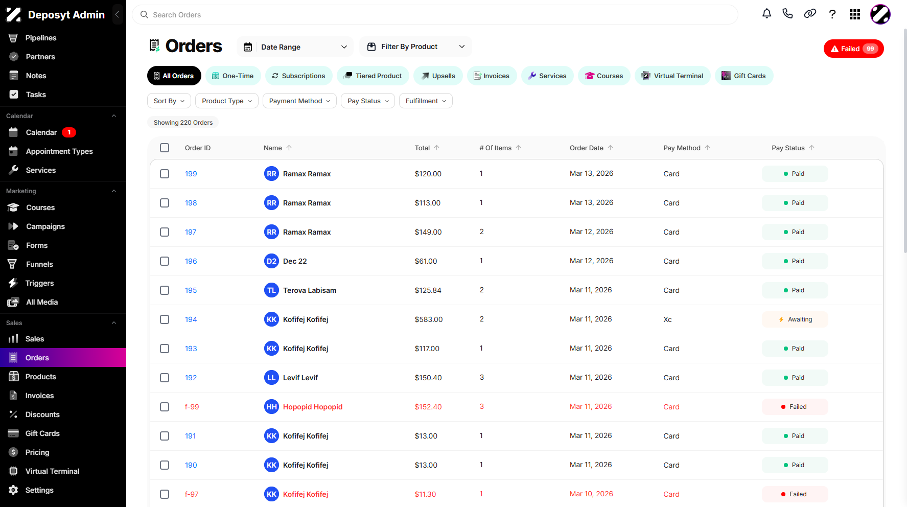 Step 2: You will then be navigated to the Orders tab.