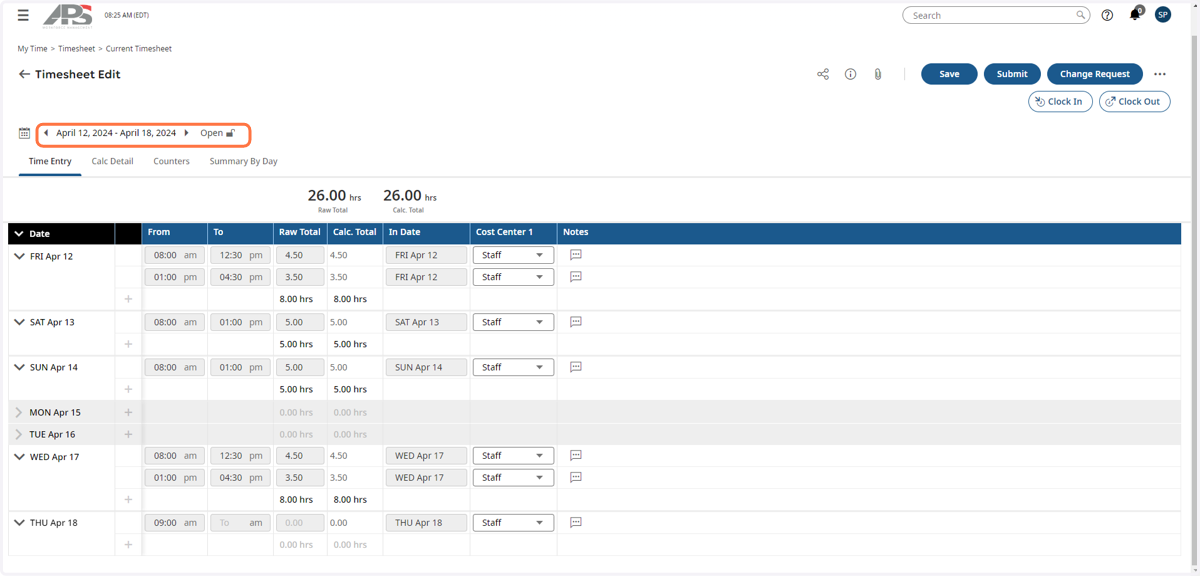 Timesheet View