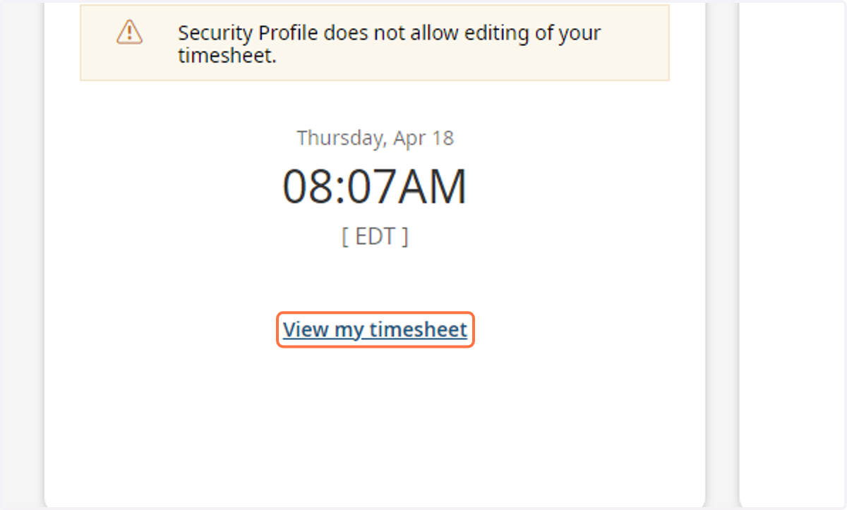 Viewing the Current Pay Period's Timesheet
