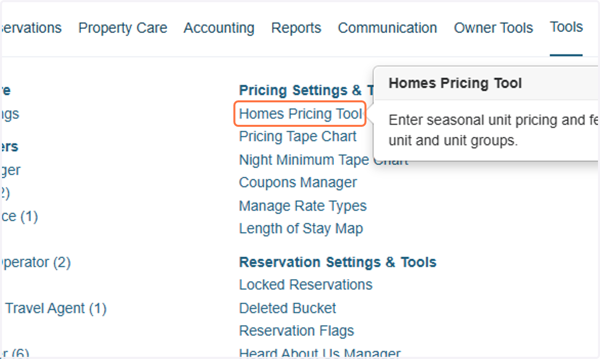 After assigning the property to a Season Group, navigate to the Homes Pricing Tool page in Streamline to configure the Seasonal Base Rates.