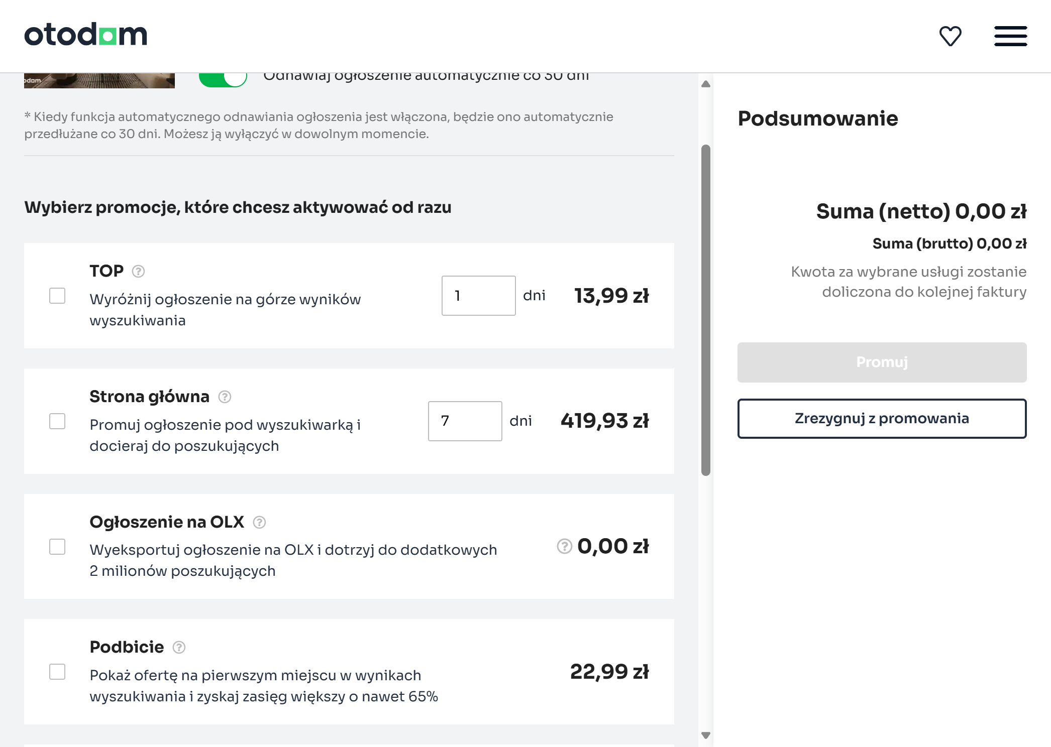 Wybierz odpowiednią opcję
