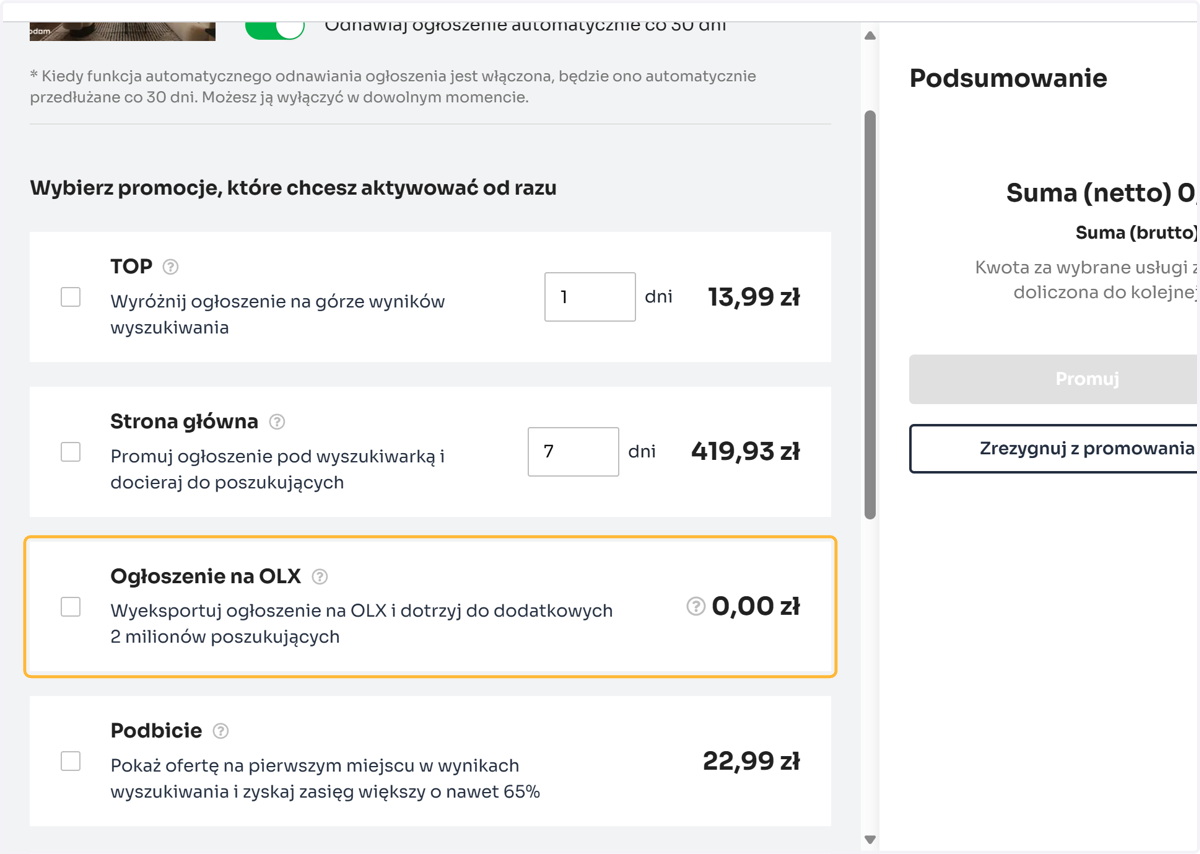 Wybierz odpowiednią opcję