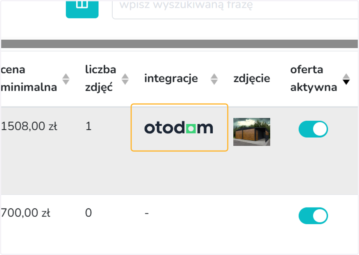 Ogłoszenia, które są zintegrowane z Otodom, na liście wszystkich ogłoszeń na Flaterze mają taką etykietę