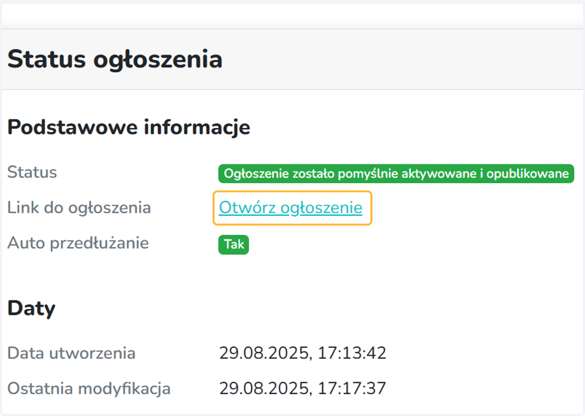 Kliknij ten przycisk, aby przejść na Otodom. Z tego poziomu można eksportować ogłoszenie na OLX