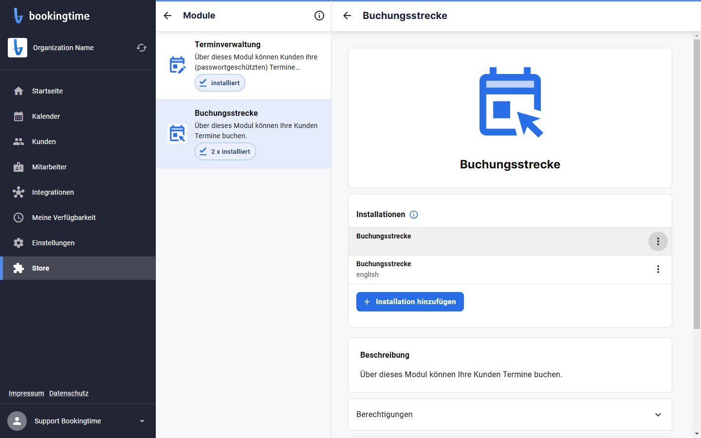 Klicken Sie auf die drei Punkte bei der Buchungsstrecke