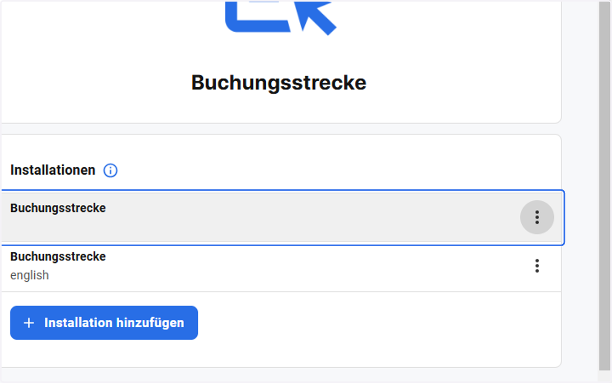 Klicken Sie auf die drei Punkte bei der Buchungsstrecke
