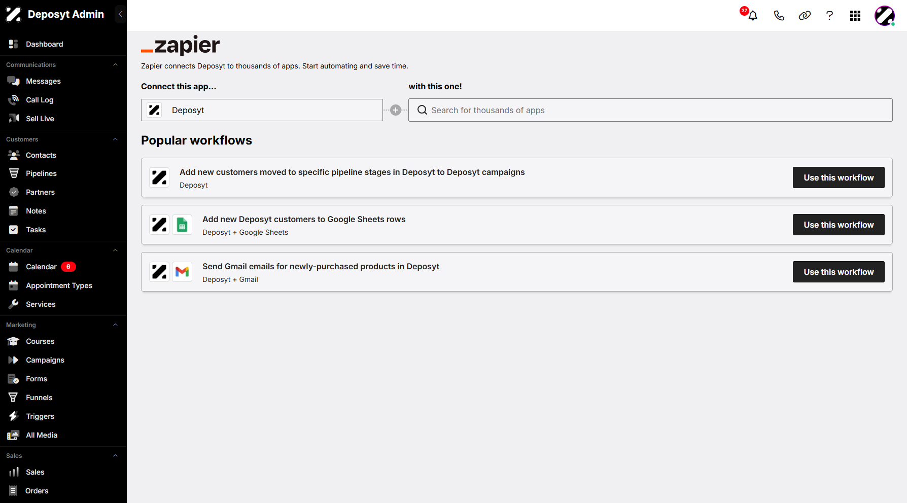 Step 4: You will then be redirected to the Zapier Automations section.