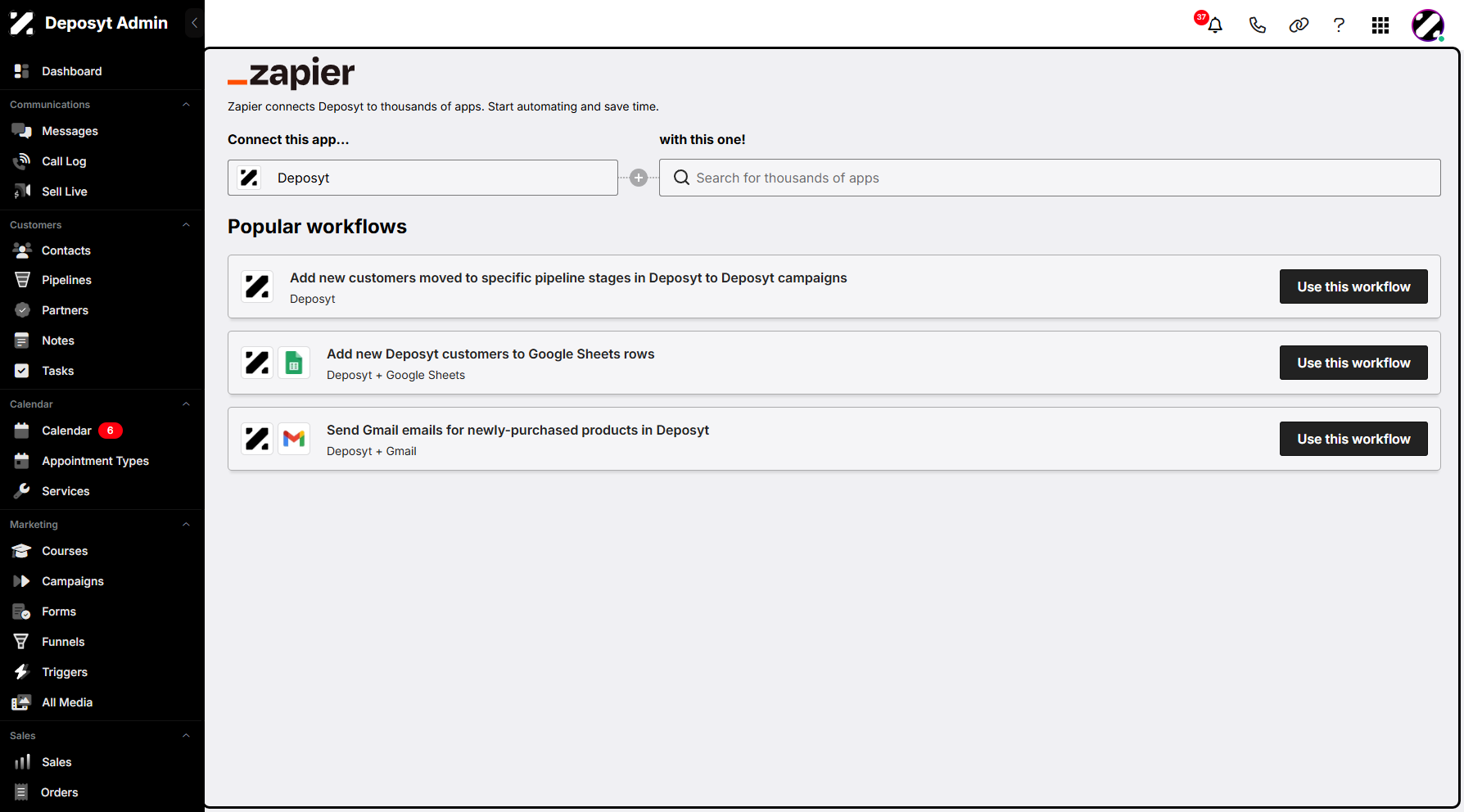 Step 4: You will then be redirected to the Zapier Automations section.