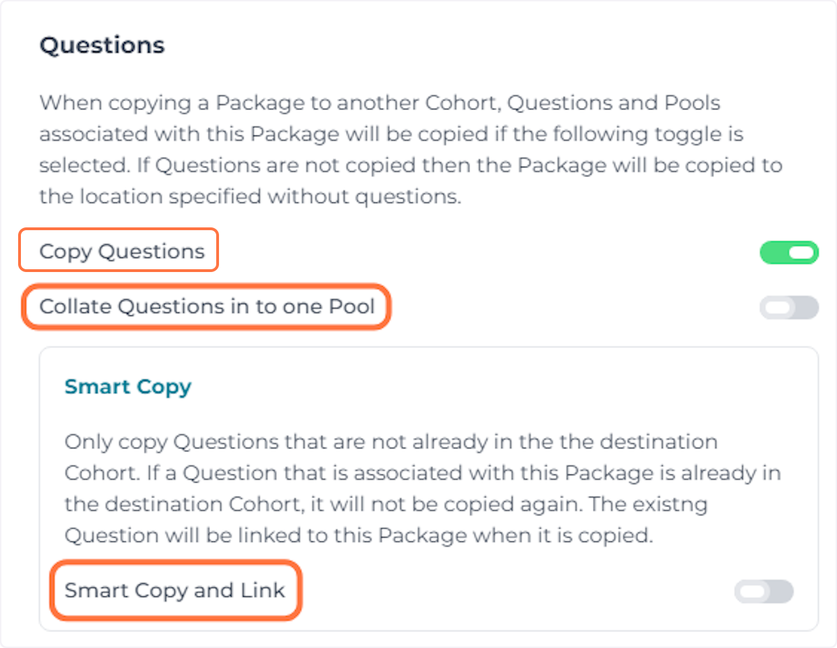 Select to Copy Questions