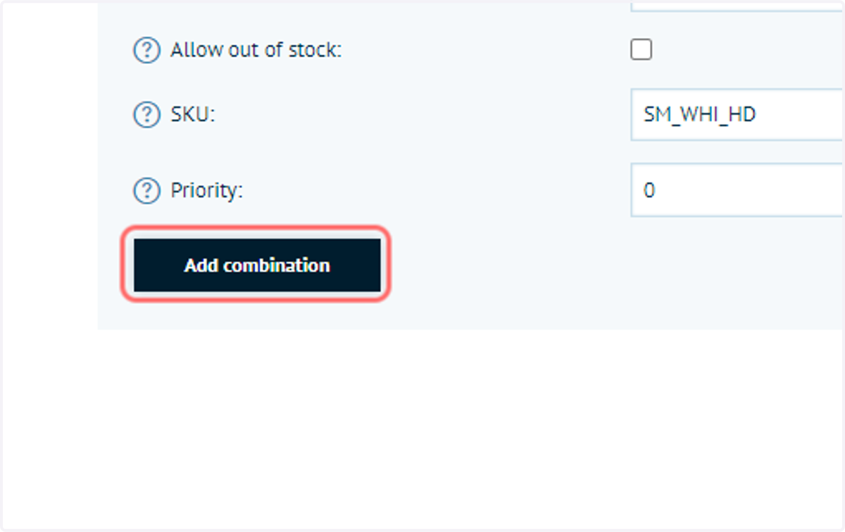 Click on Add combination