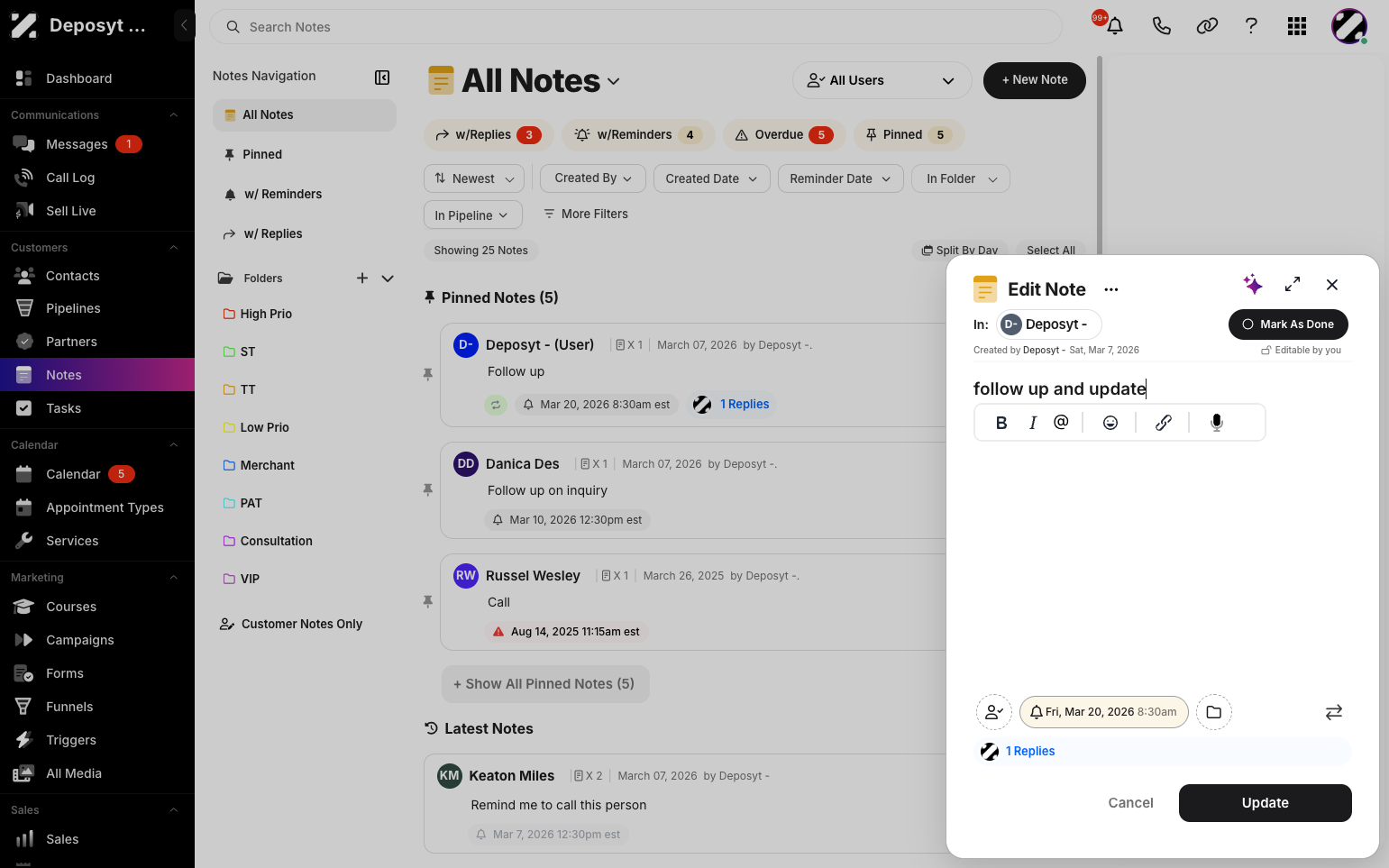 Editing a Note