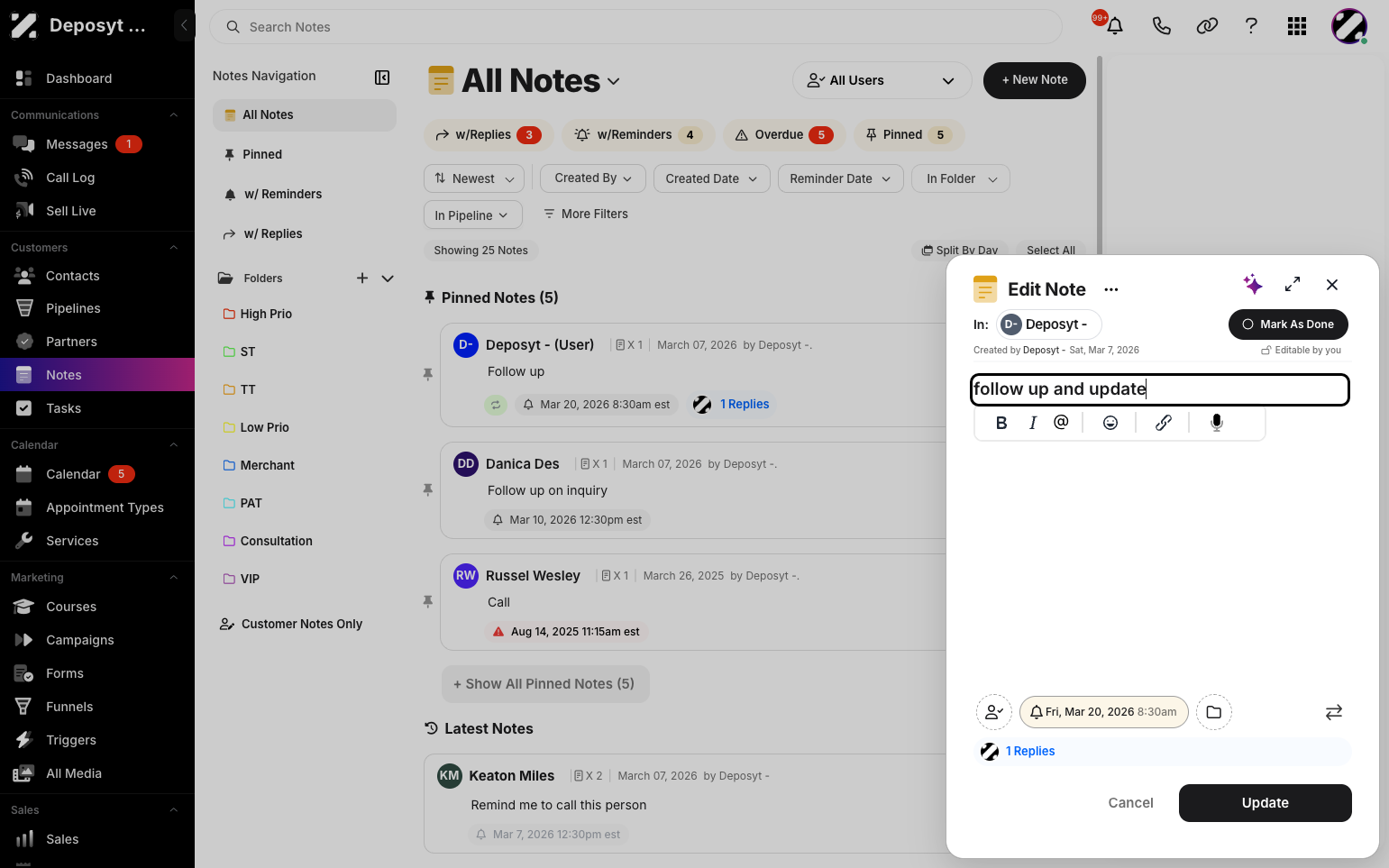 Step 4: In this text box, you can edit your note and use options to bold or italicize text, tag a user, add an emoji, insert or edit a link, or use the speech-to-text functionality.