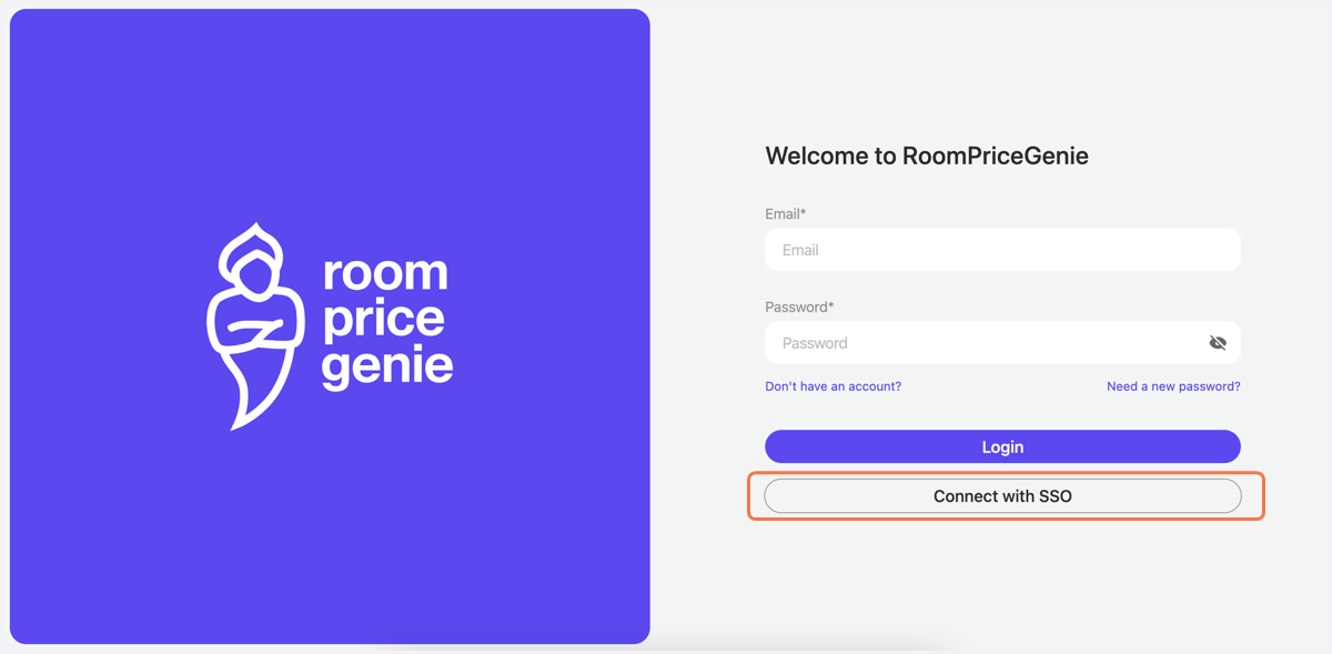 On the Login page click on Connect with SSO