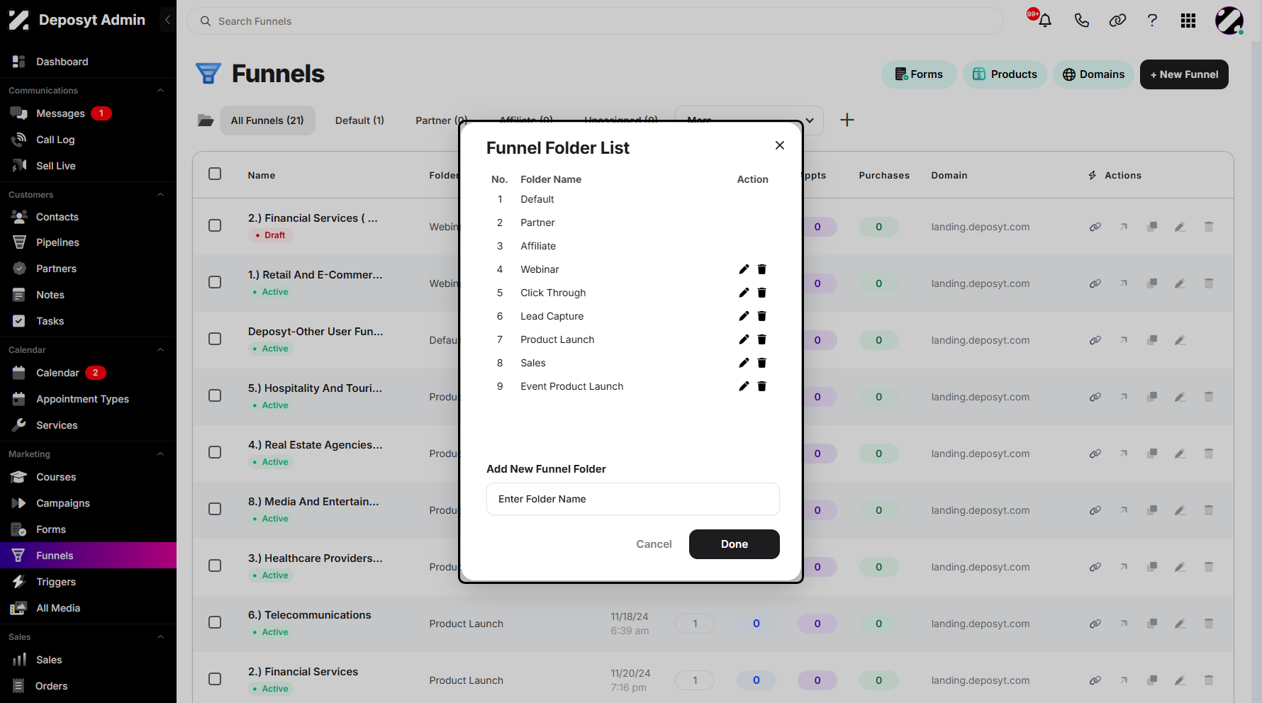 Step 4: A pop-up window will appear, displaying all existing folders.