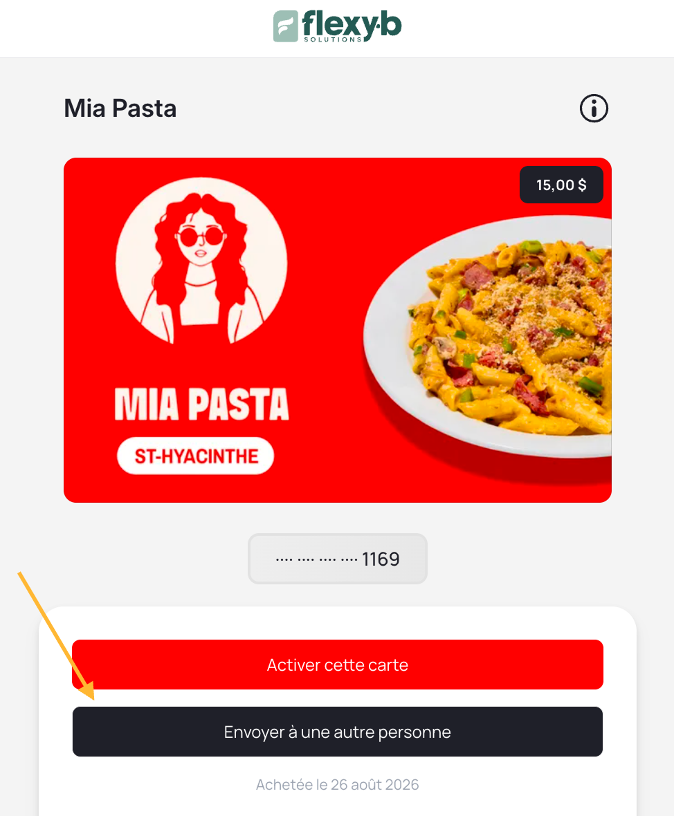 Cliquez sur la carte que vous désirez envoyer, puis cliquez "Envoyer à une autre personne"