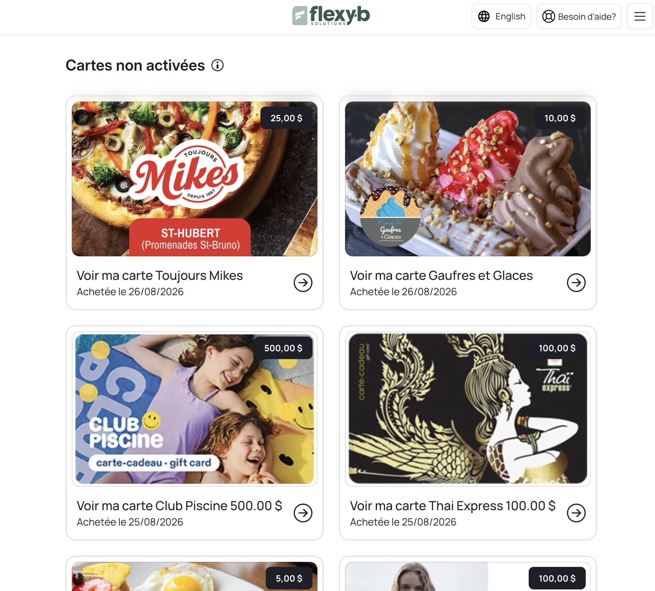 Une fois connecté dans votre compte, vous trouverez vos cartes achetés