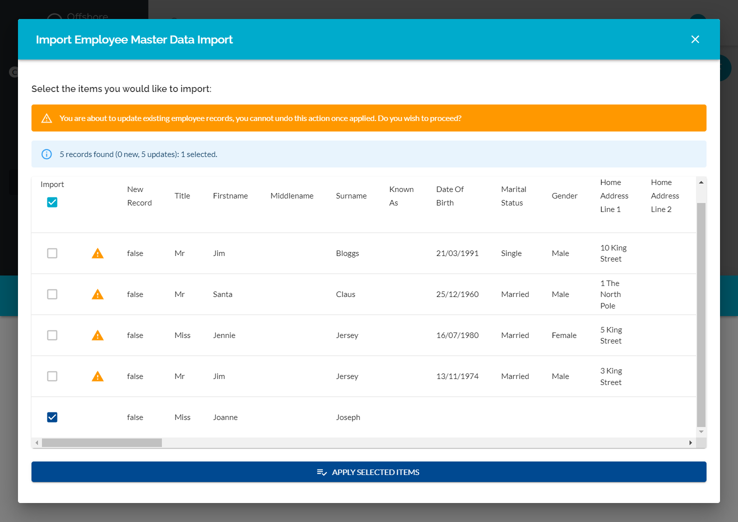 You can close this screen and make any required changes to your master data import template.