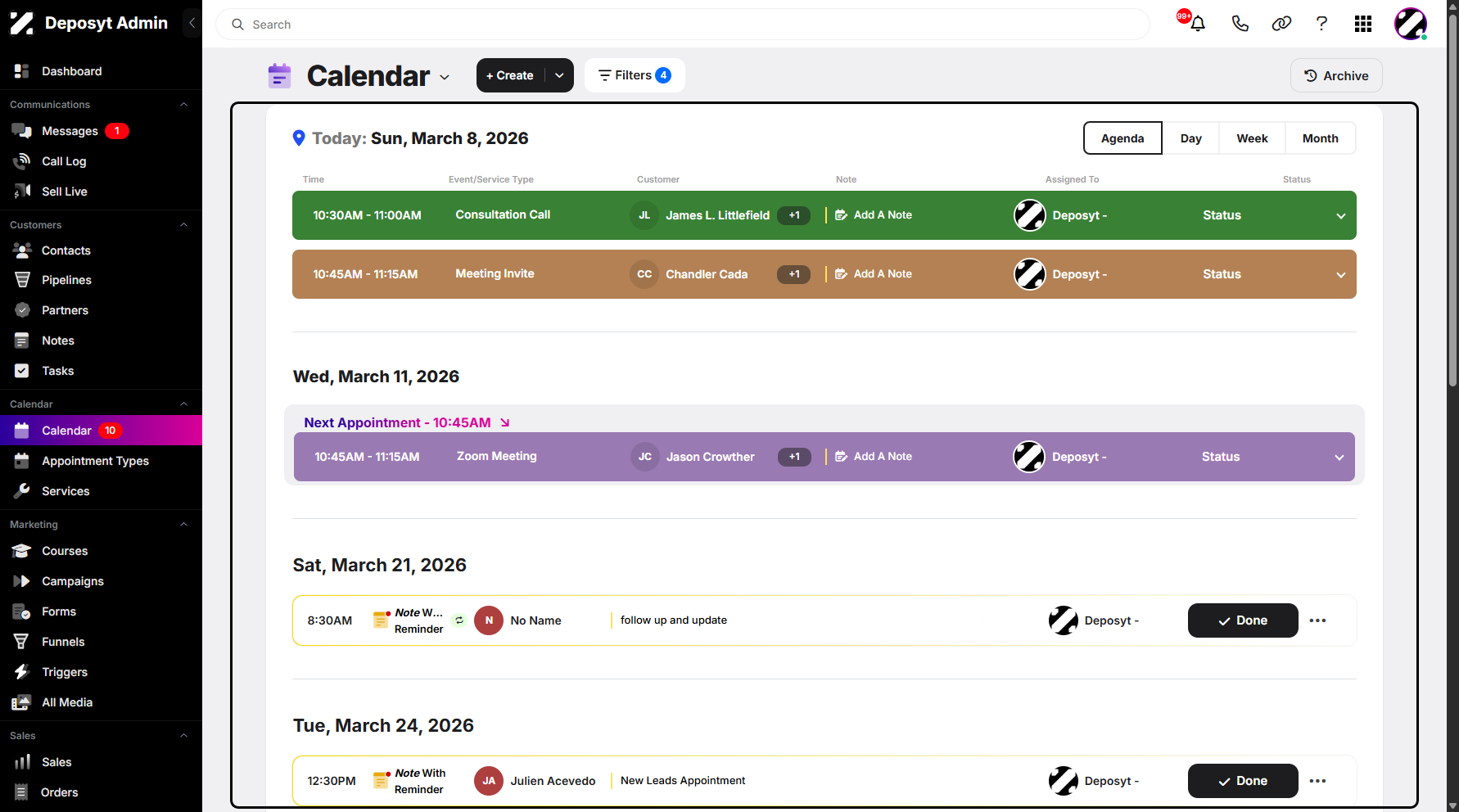Step 2: You will then be navigated to the Calendar tab.
