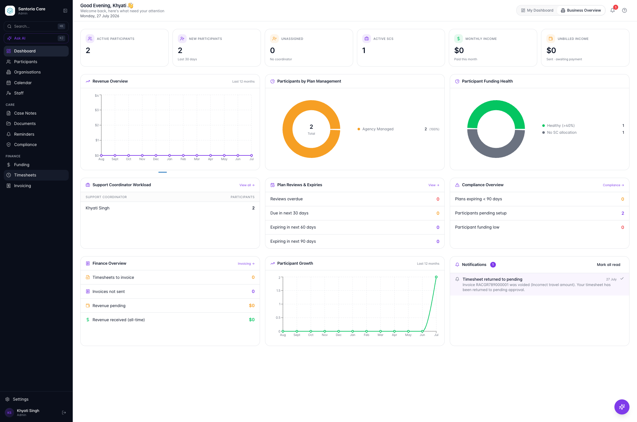 Click on Timesheets