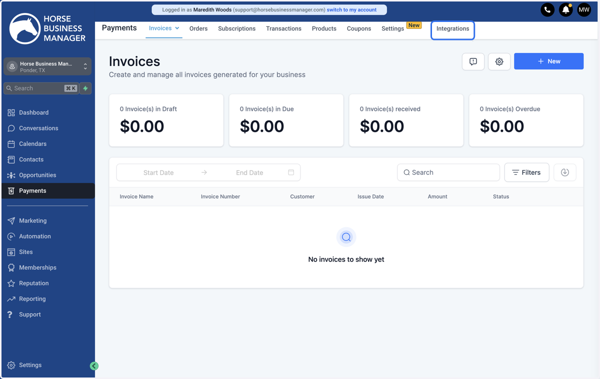 Click on Integrations