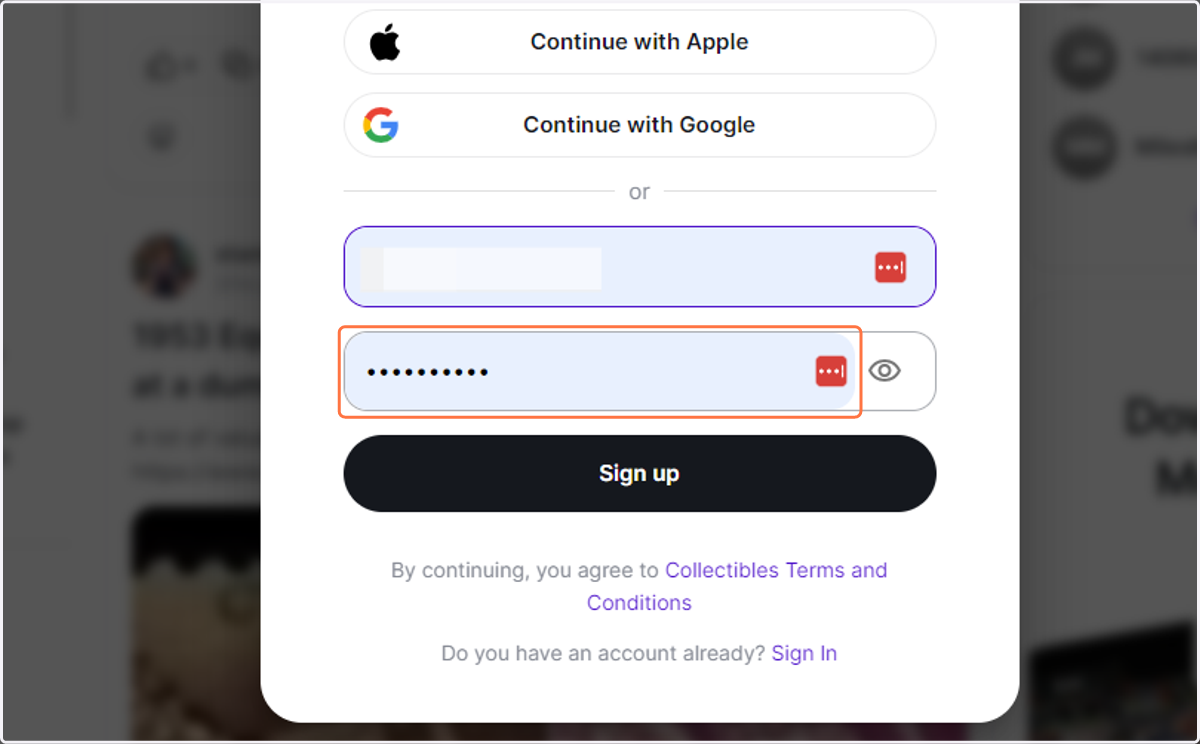 Or enter your email and password.