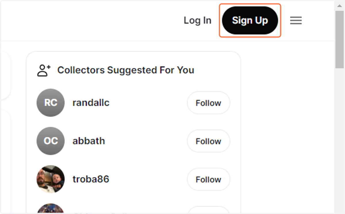 Click on Sign Up