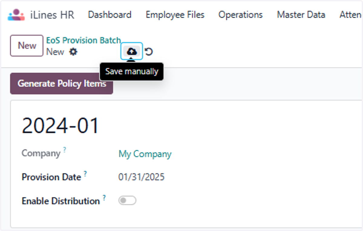 Click on Save manually