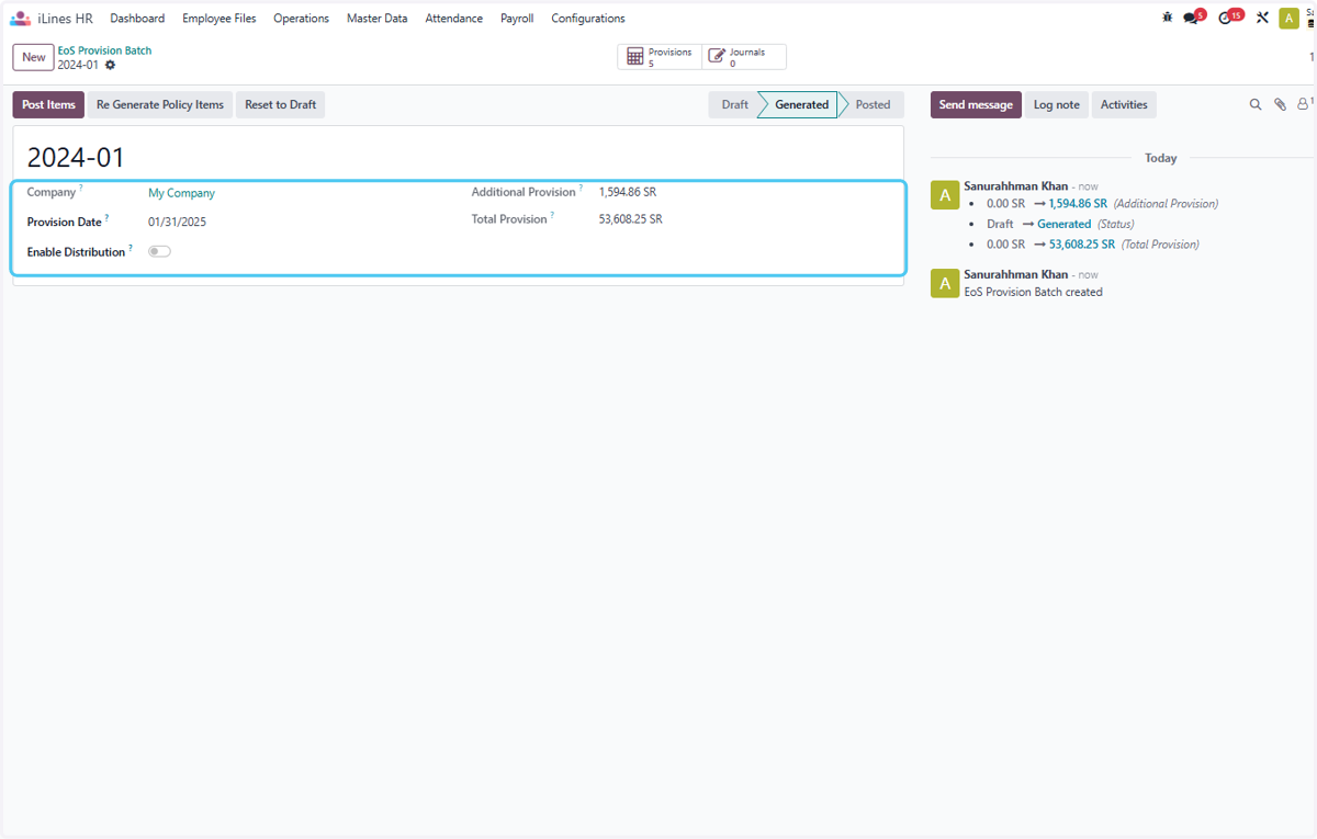 Now You can see the Amount is Computed and Provisions are Created