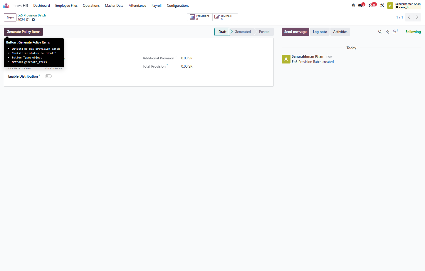 Click on Generate Policy Items
