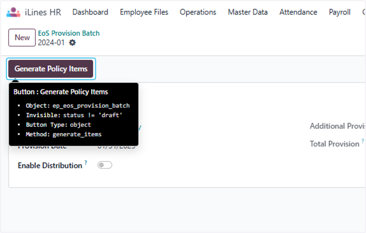 Click on Generate Policy Items