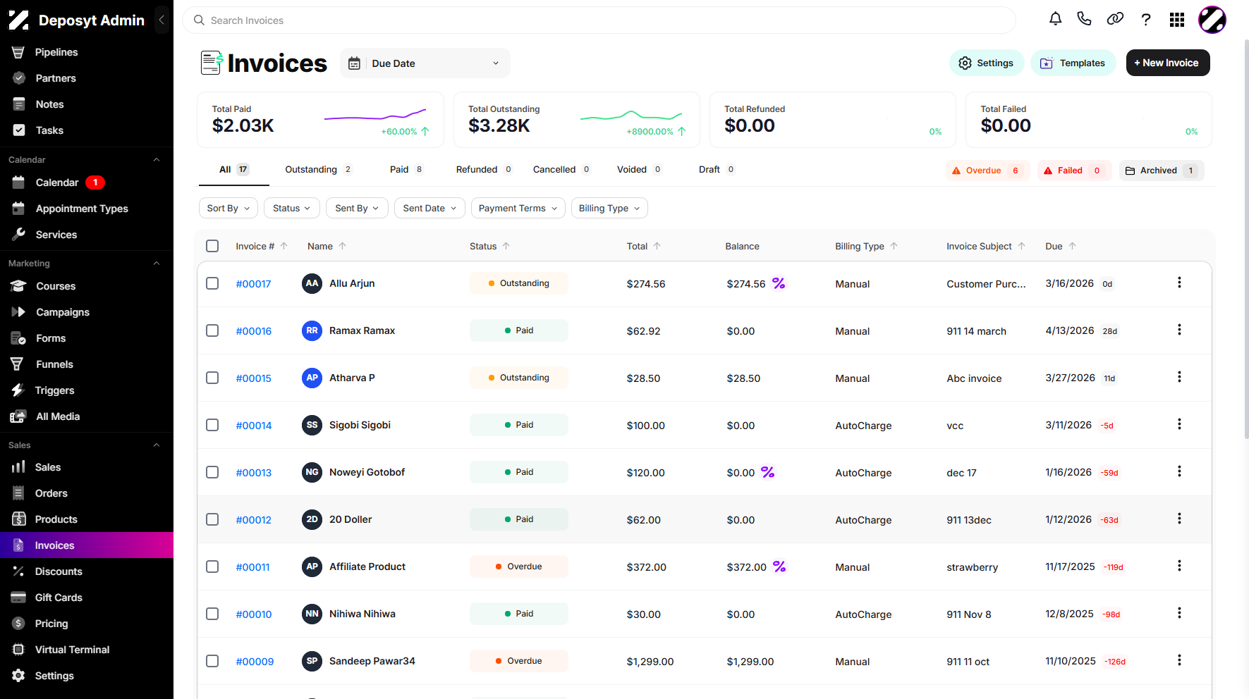 Filtering Invoices