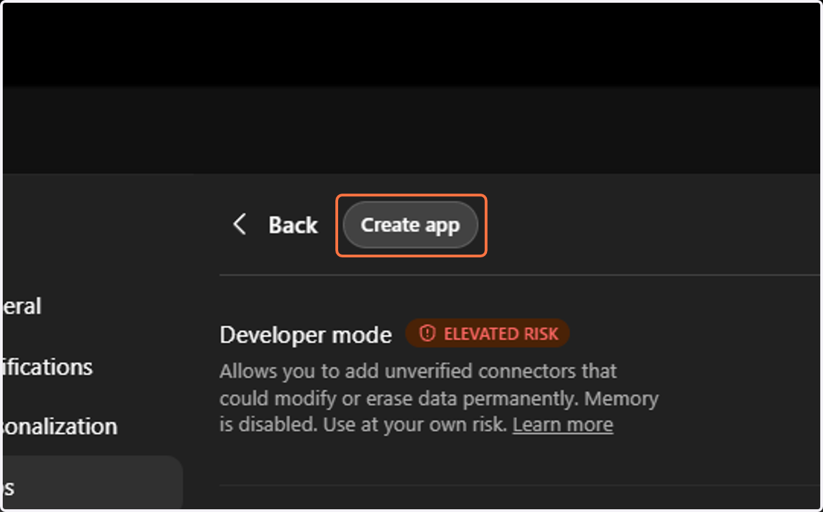 Click on Create app