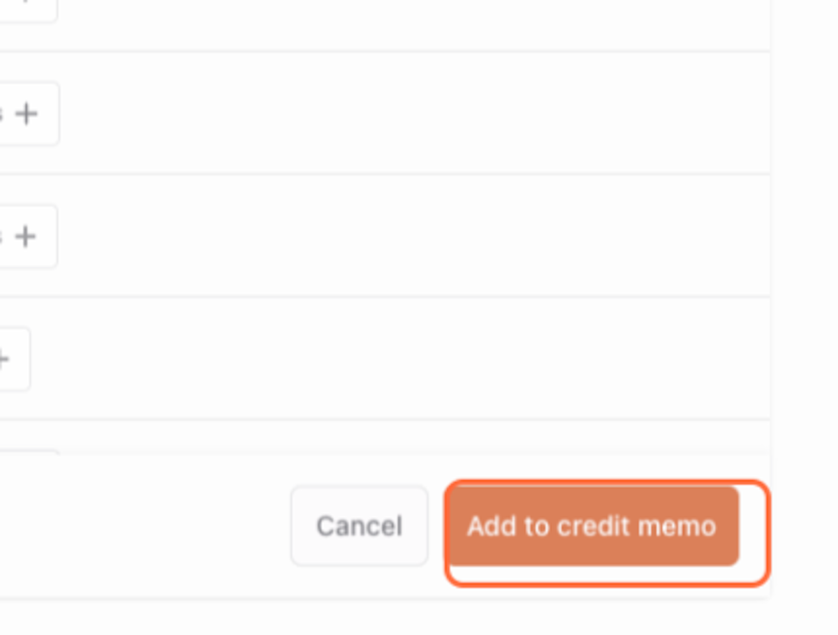 Click on Add to credit memo