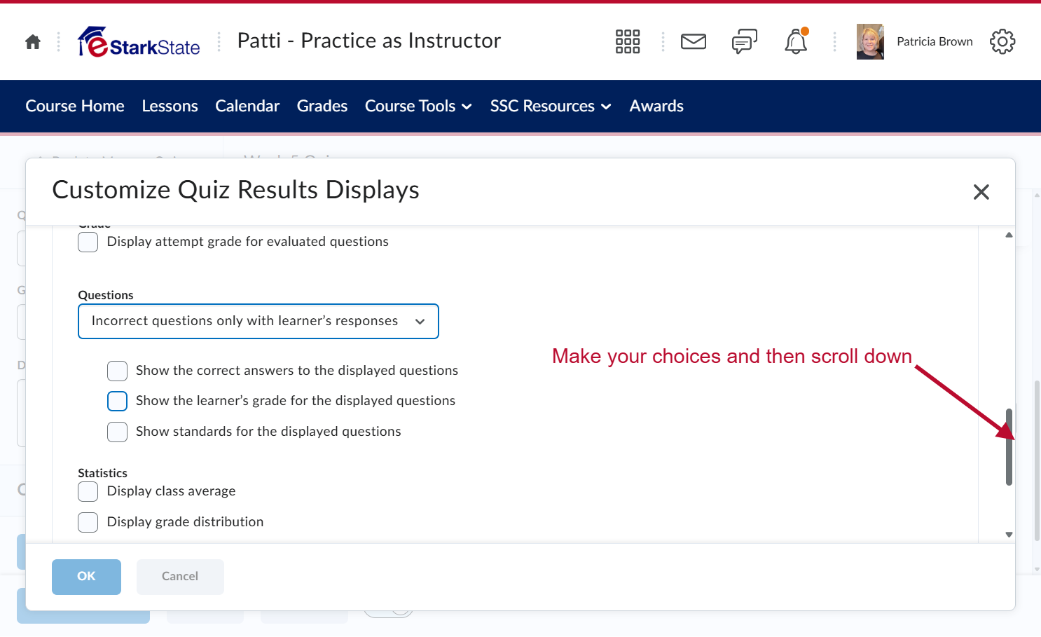 Select Incorrect questions only with learner’s responses from Questions