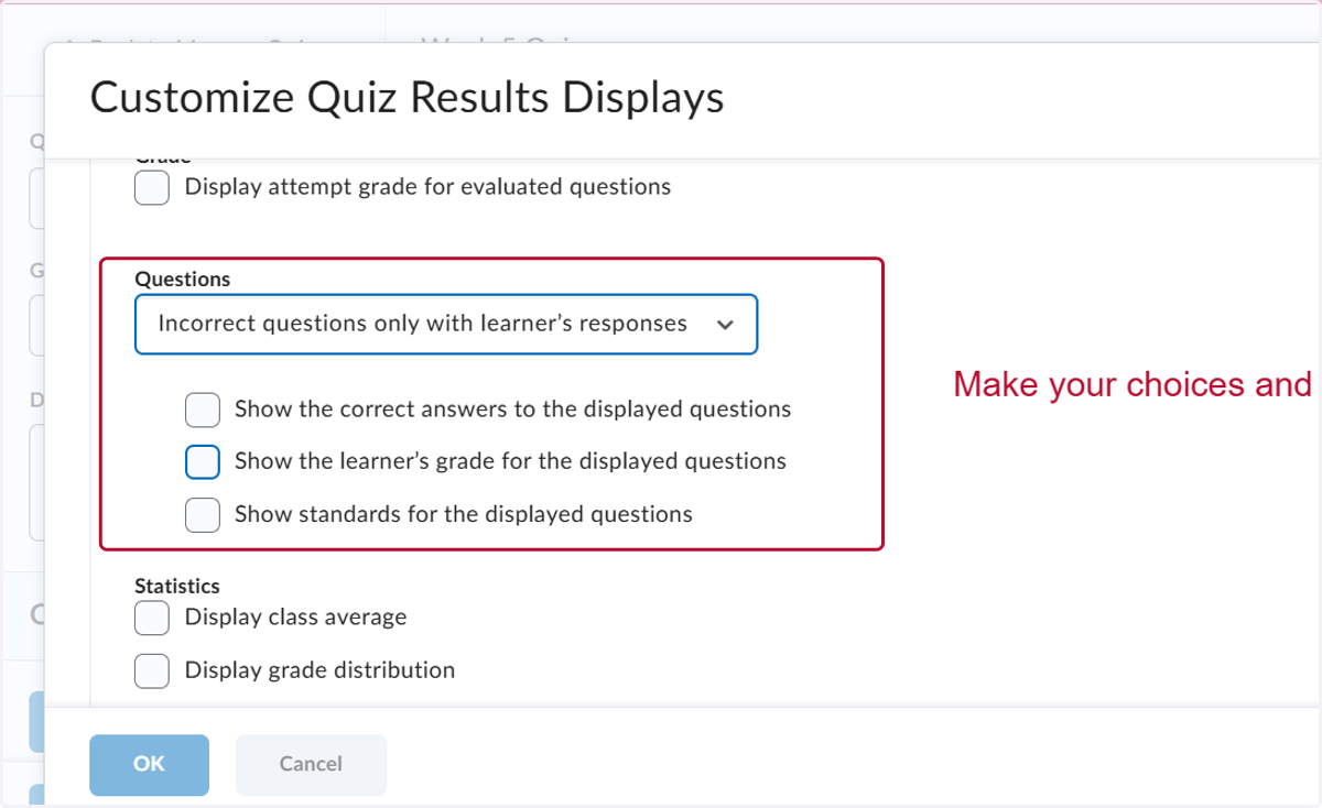 Select Incorrect questions only with learner’s responses from Questions