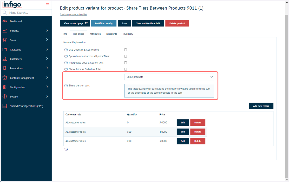 Share Tiers on Cart