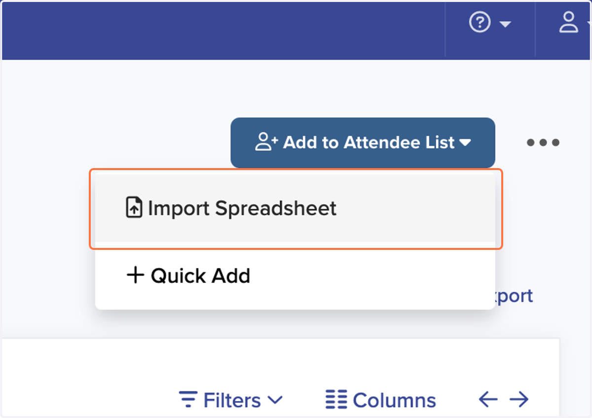Click on Import Spreadsheet (good for a large mailing list) or Quick Add (good for a small mailing list)