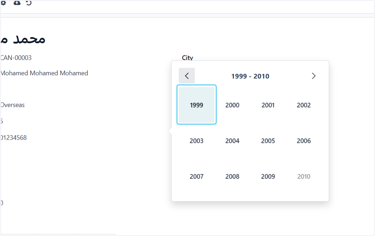 choose the year