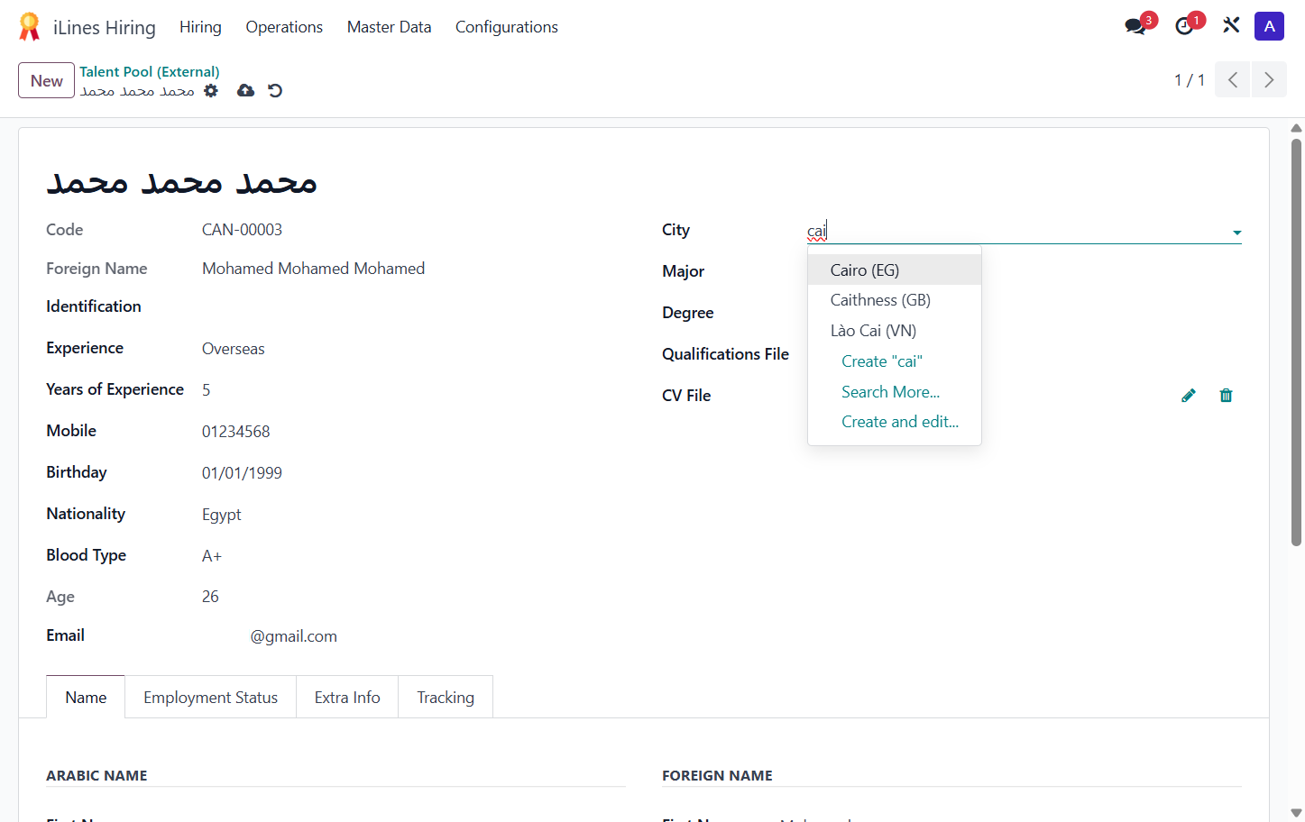 Click on Cairo (EG)