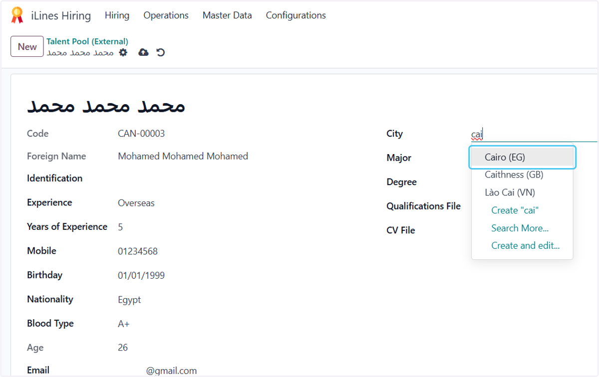 Click on Cairo (EG)