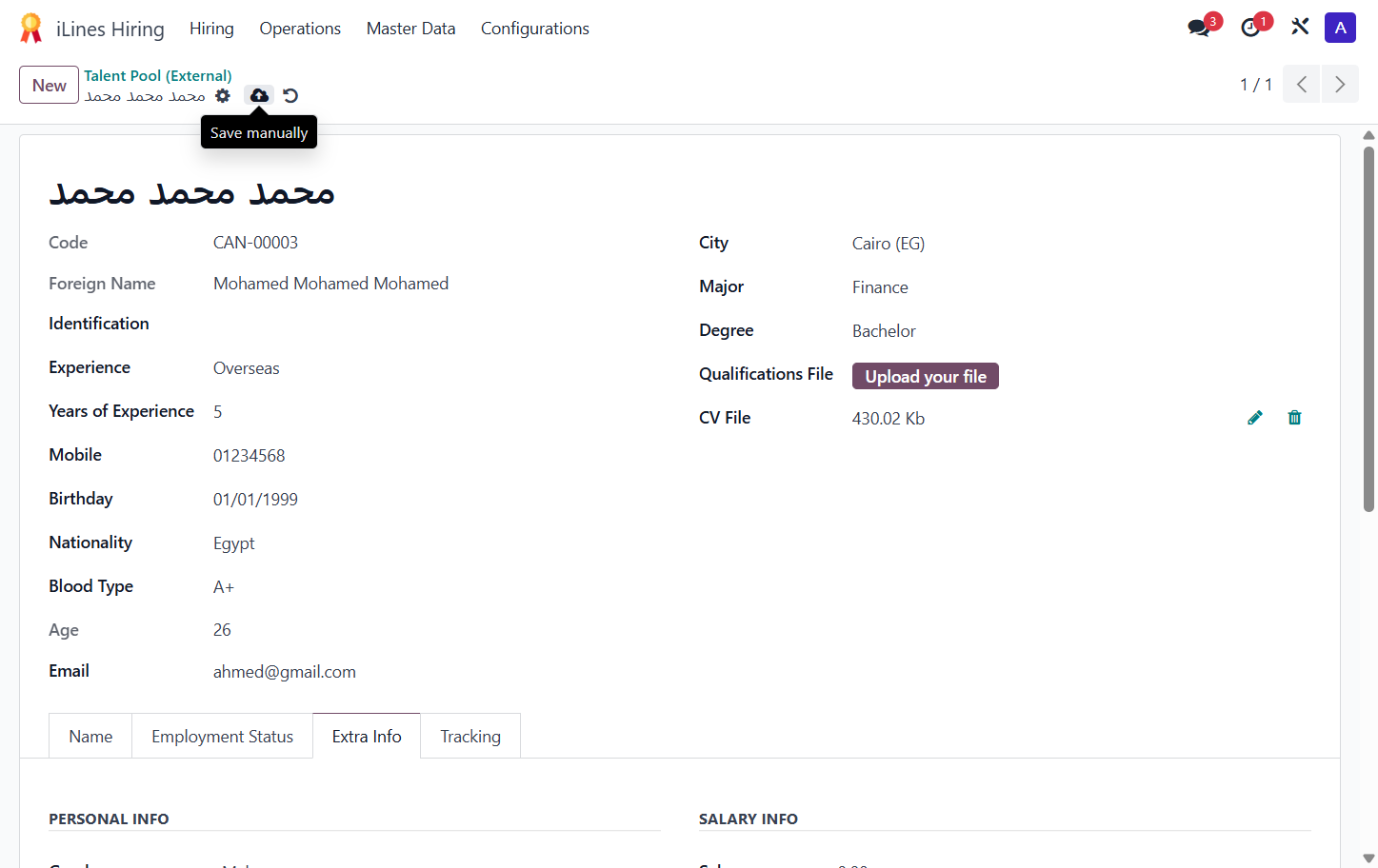 Click on Save manually