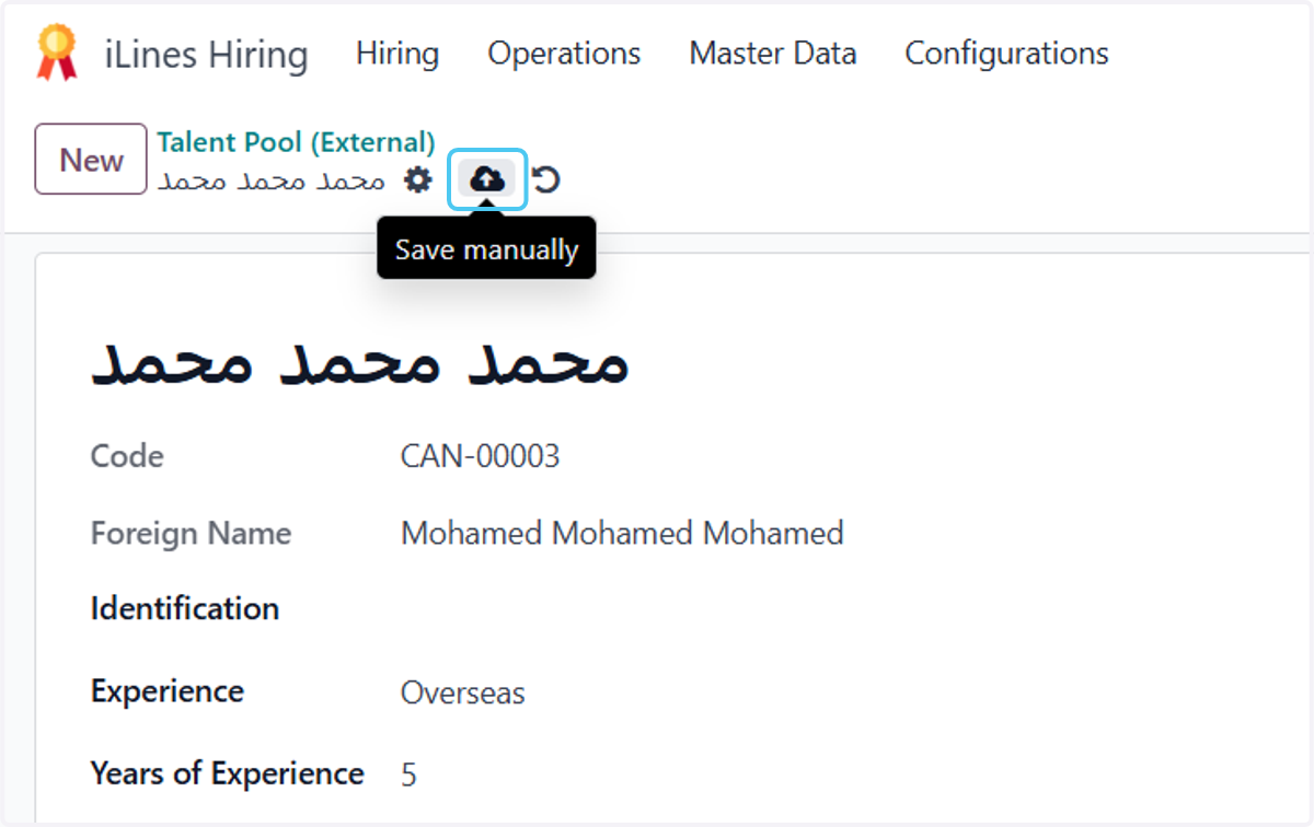 Click on Save manually